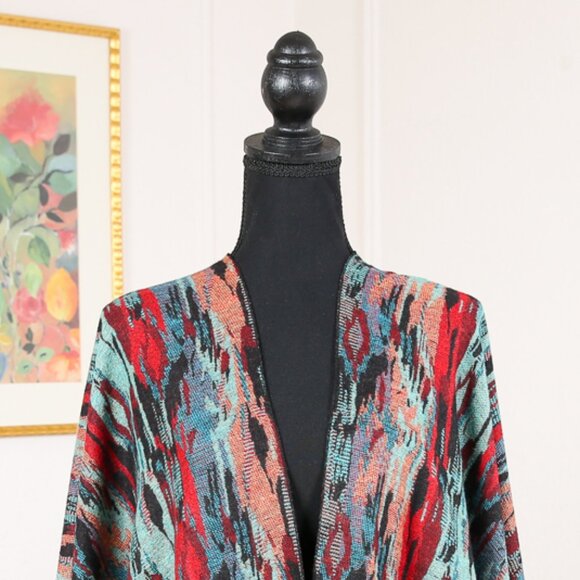 Reversible 100% CASHMERE Southwest Abstract Art Inspired Oversized Shawl - Picture 5 of 13
